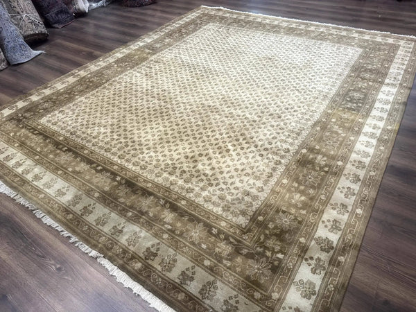 Indo Persian Rug 8x10, Allover Pattern, Beige, Wool Handmade Carpet, photo 2 of 14