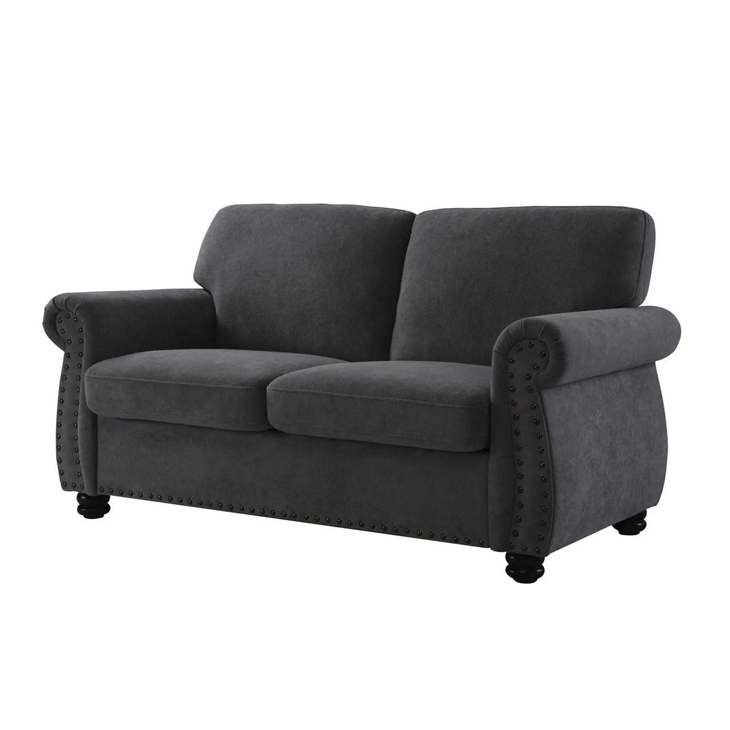 Soft Loveseat, Upholstered 2 Seater Couch, Loose Back Cushions And Turned Legs by Unique Piece Furniture