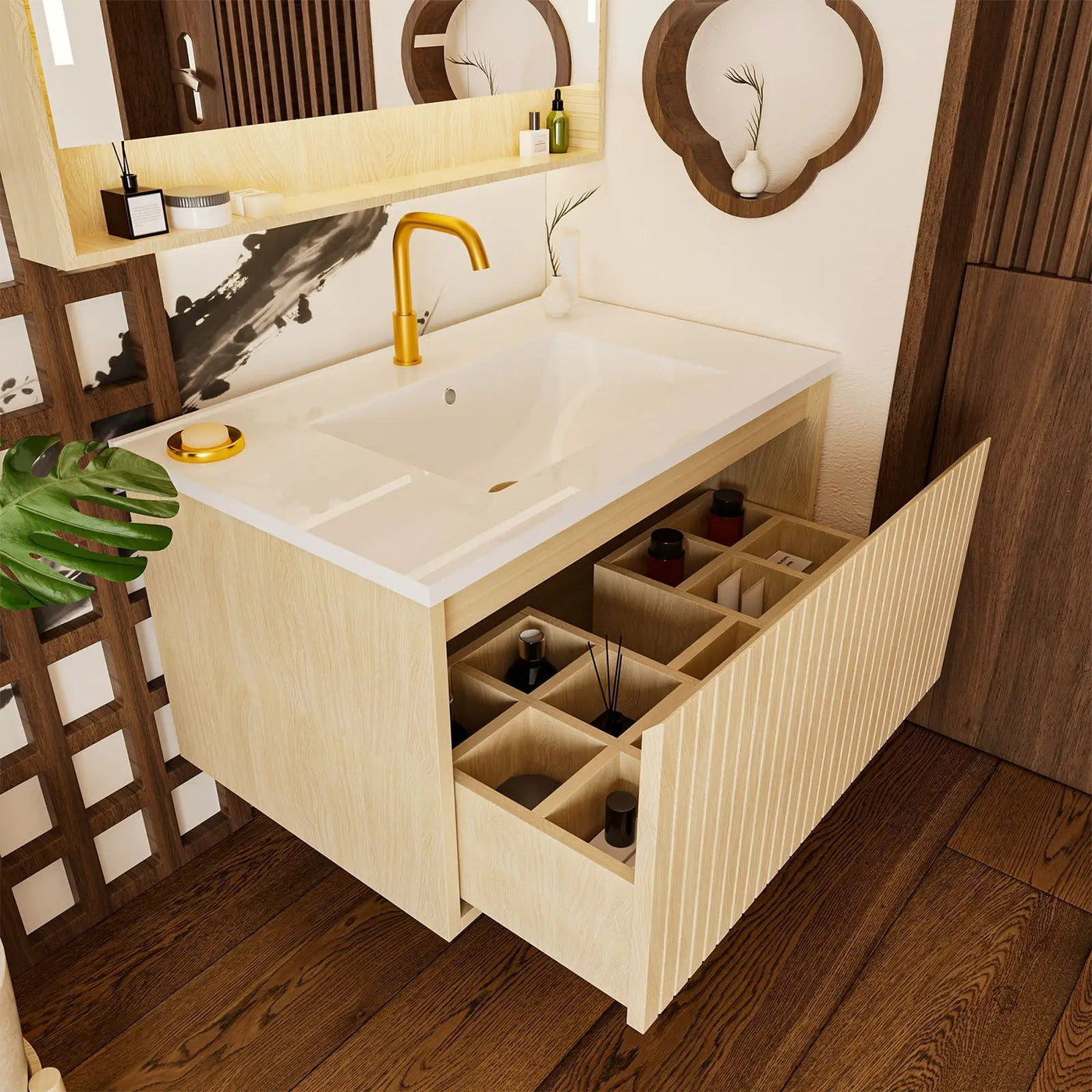 Wall Mounted Floating Bathroom Vanity With Sink And Drawers by Unique Piece Furniture