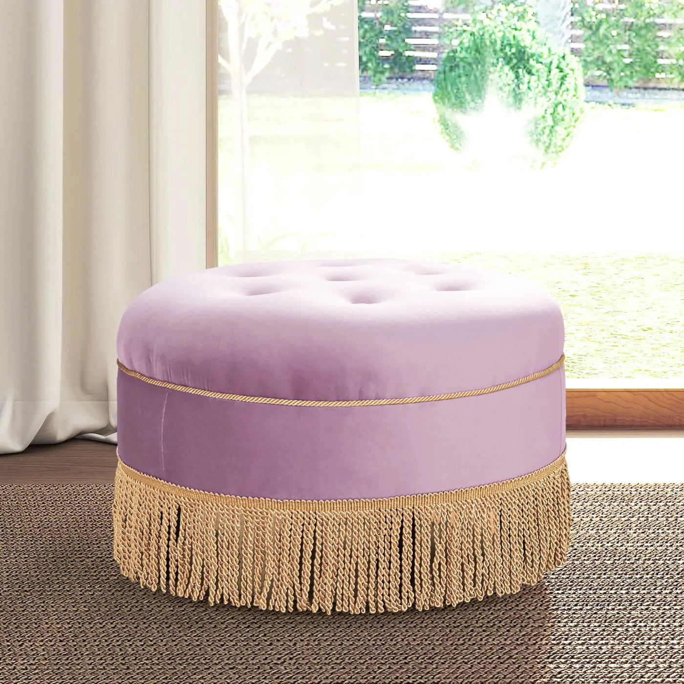 Yolanda - Round Upholstered Accent Ottoman by HouseOfZazla