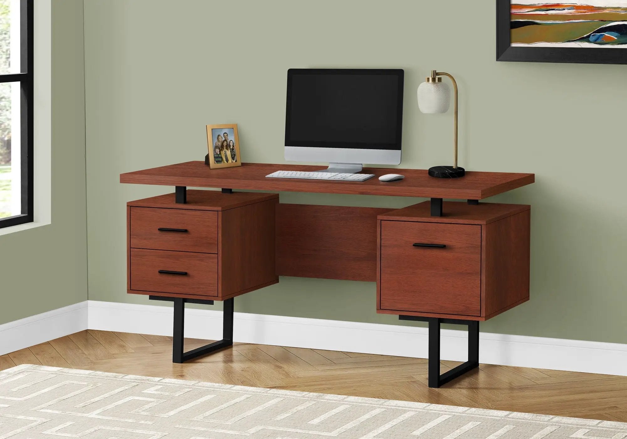 Computer Desk For Home Office, Laptop, Left, Right Set - Up, Storage Drawers, Contemporary & Modern by Unique Piece Furniture