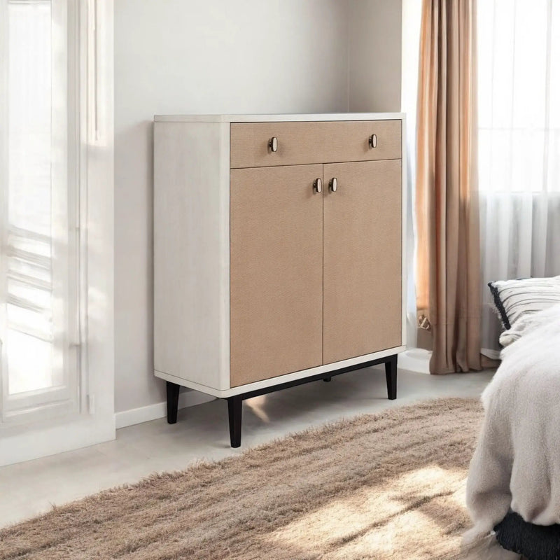 Bar Cabinet With Large Storage - White / Pecan by Unique Piece Furniture