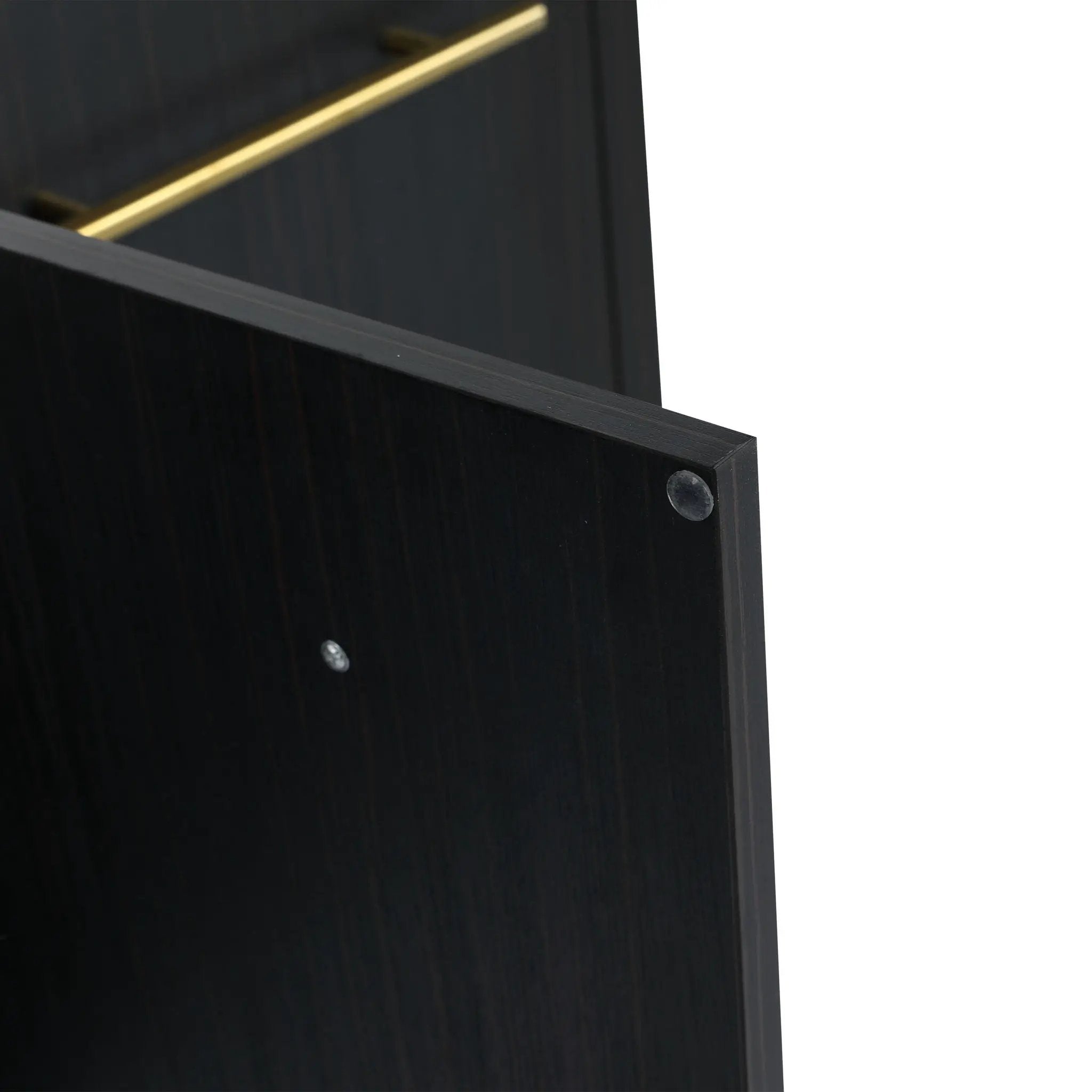 Modern Chestnut Wall Mounted Bathroom Vanity With Left Resin Sink And Storage Rack - Black Chestnut by HouseOfZazla