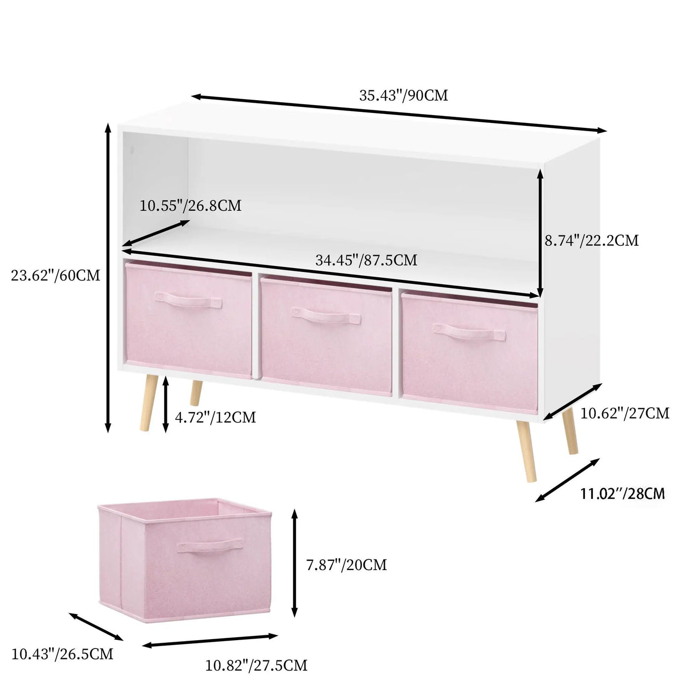 Bookcase With Collapsible Drawers, Book Display Organizer by HouseOfZazla
