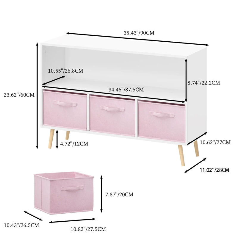 Bookcase With Collapsible Drawers, Book Display Organizer by HouseOfZazla