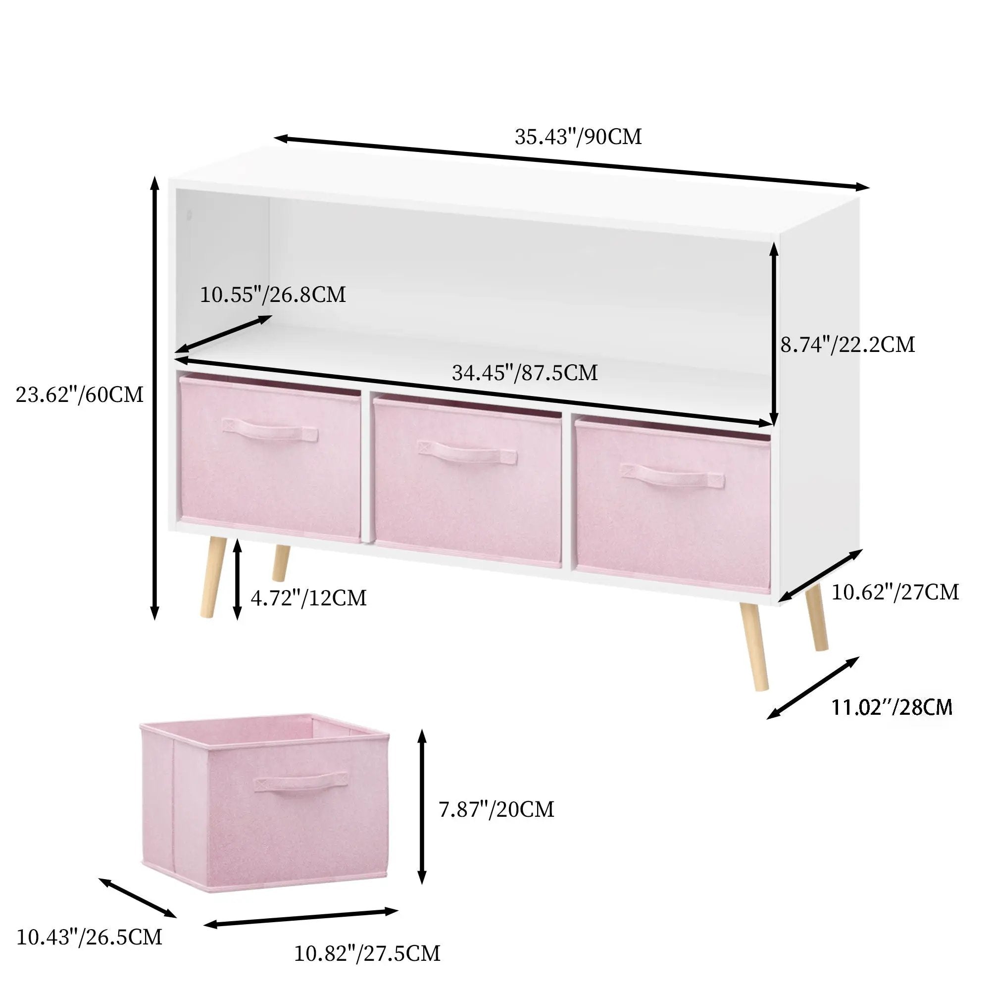 Bookcase With Collapsible Drawers, Book Display Organizer by Unique Piece Furniture