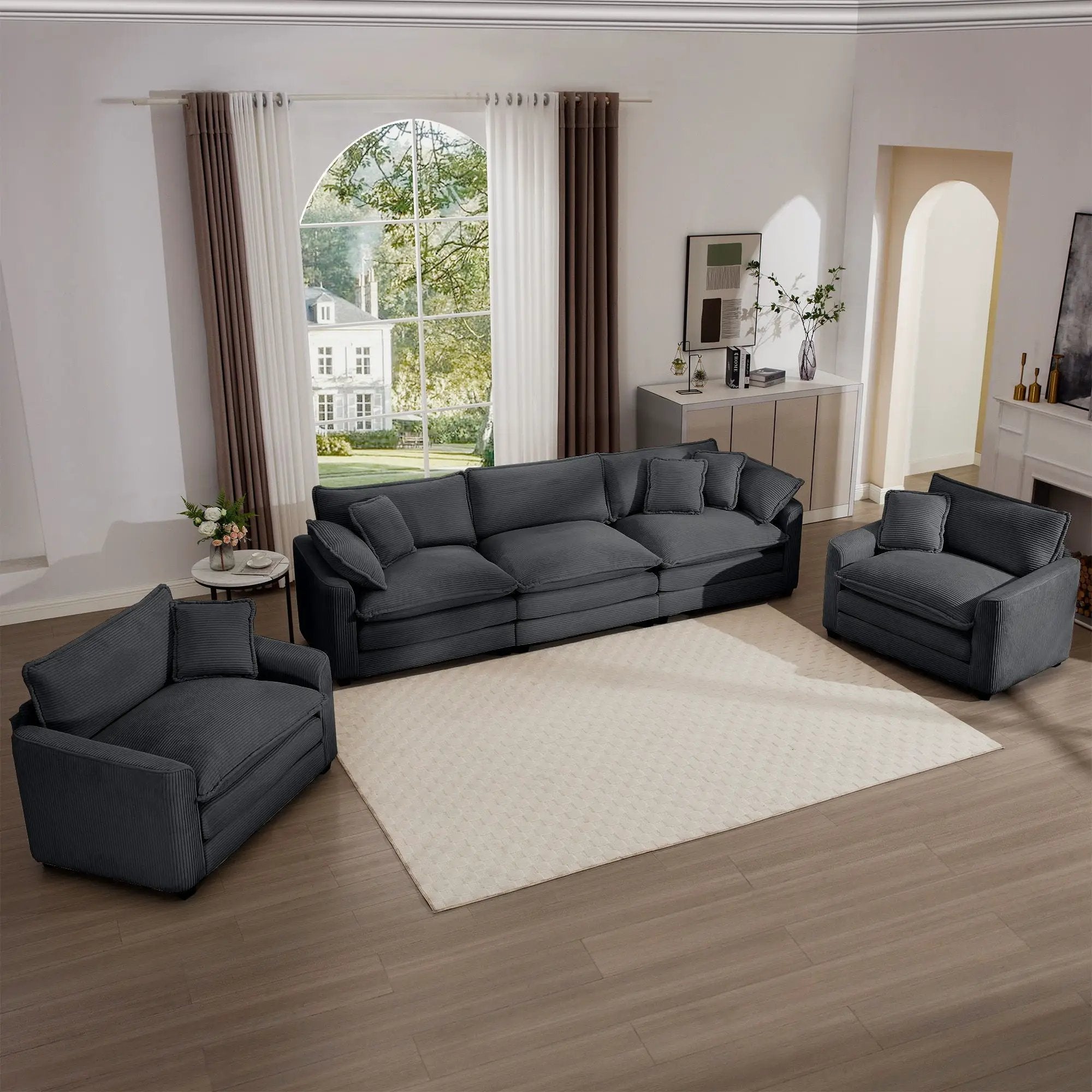 Elegant Oversized Sectional Sofa Set With Deep Seats And Flexible Layout by HouseOfZazla