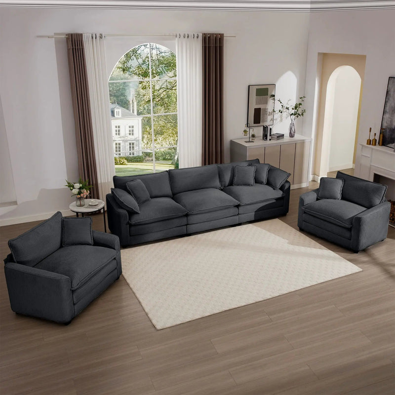 Elegant Oversized Sectional Sofa Set With Deep Seats And Flexible Layout by HouseOfZazla