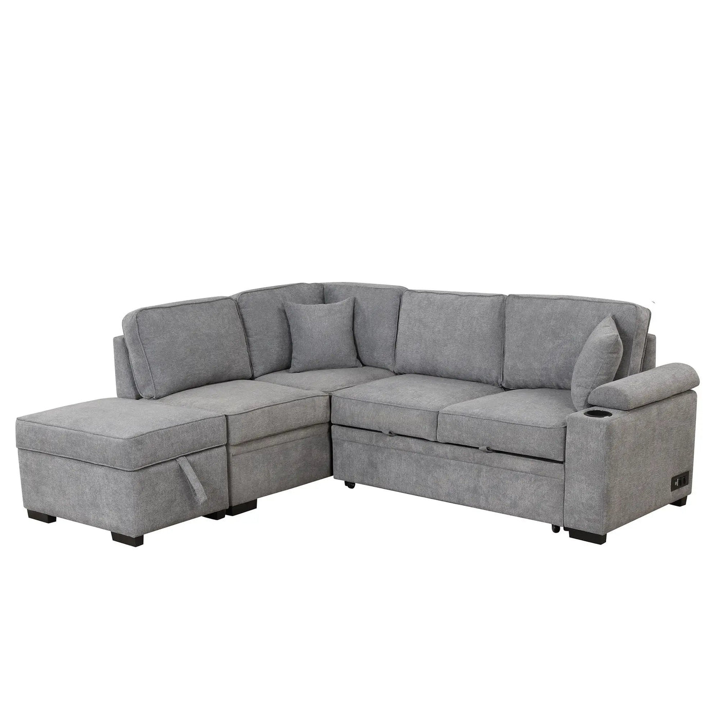 Sleeper Sofa Bed, 2 In 1 Pull Out Sofa Bed L Shape Couch With Storage Ottoman For Living Room, Bedroom Couch And Small Apartment by Unique Piece Furniture