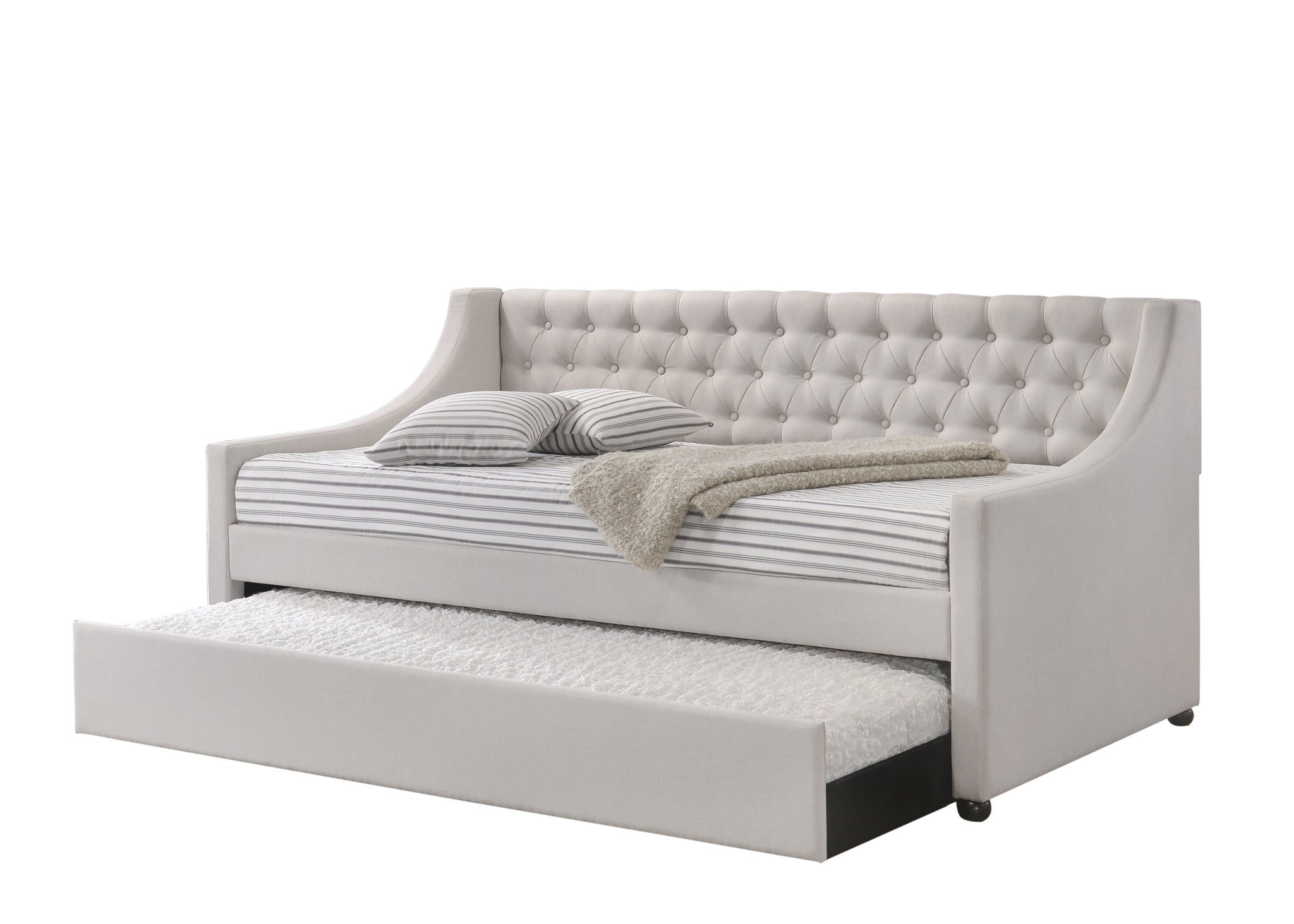 Lianna Fog Fabric Daybed with Trundle (Twin) by HouseOfZazla