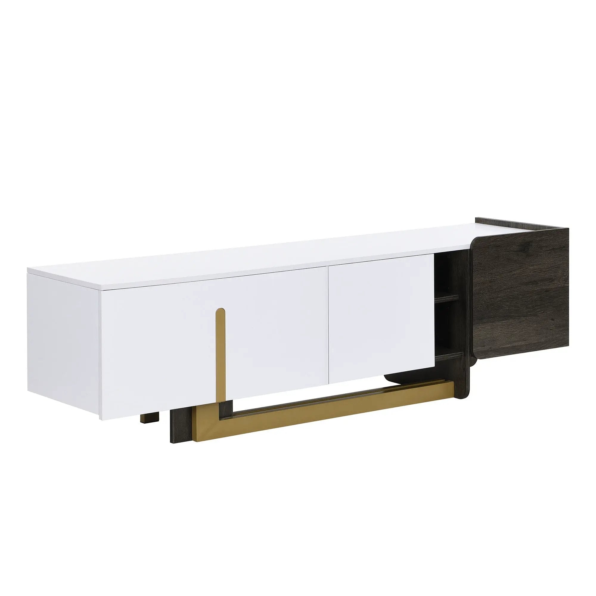 TV Stand With 1 Drawer, 2 Cabinets And Adjustable Shelves by HouseOfZazla