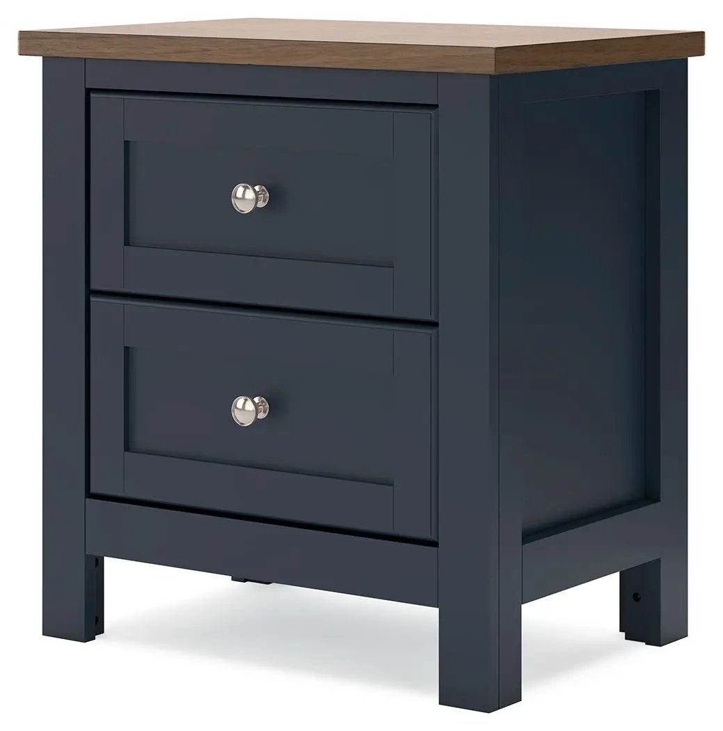 Landocken - Two Drawer Night Stand - Brown / Blue by Unique Piece Furniture