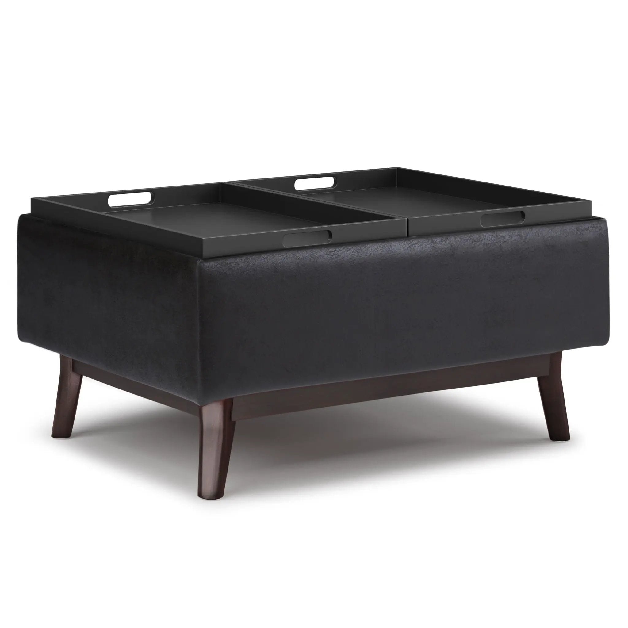 Owen - Tray Top Small Coffee Table Upholstered Storage Ottoman by HouseOfZazla