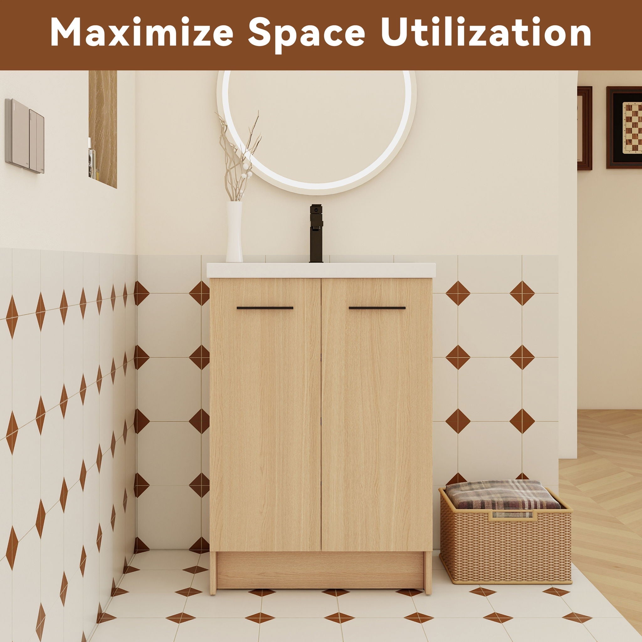 Floating Bathroom Vanity With Sink, Wall Mounted Double Door Storage by HouseOfZazla