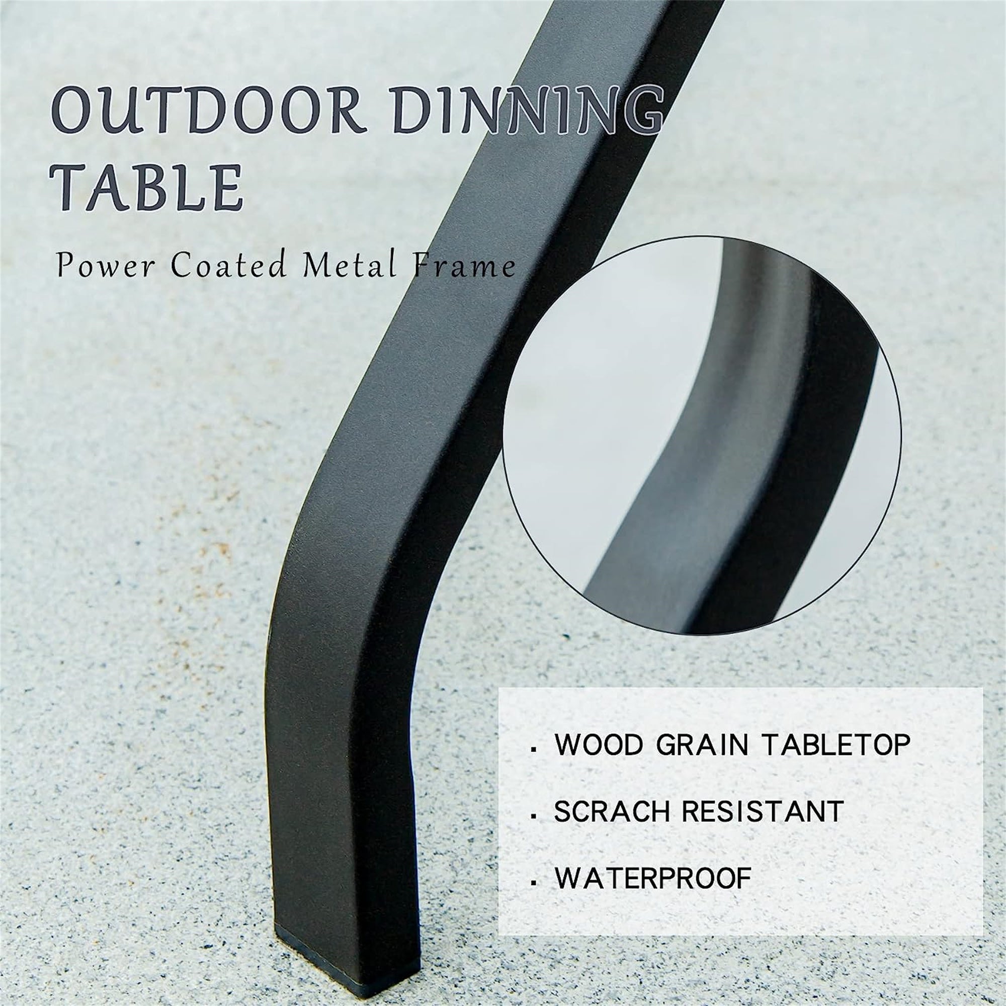 Outdoor Patio Bar Table Square Metal Table with Wood-Look Tabletop by HouseOfZazla