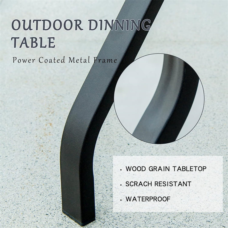 Outdoor Patio Bar Table Square Metal Table with Wood-Look Tabletop by HouseOfZazla