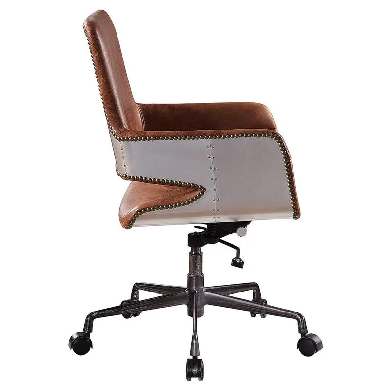 Kamau - Office Chair - Vintage Cocoa Top Grain Leather by Unique Piece Furniture