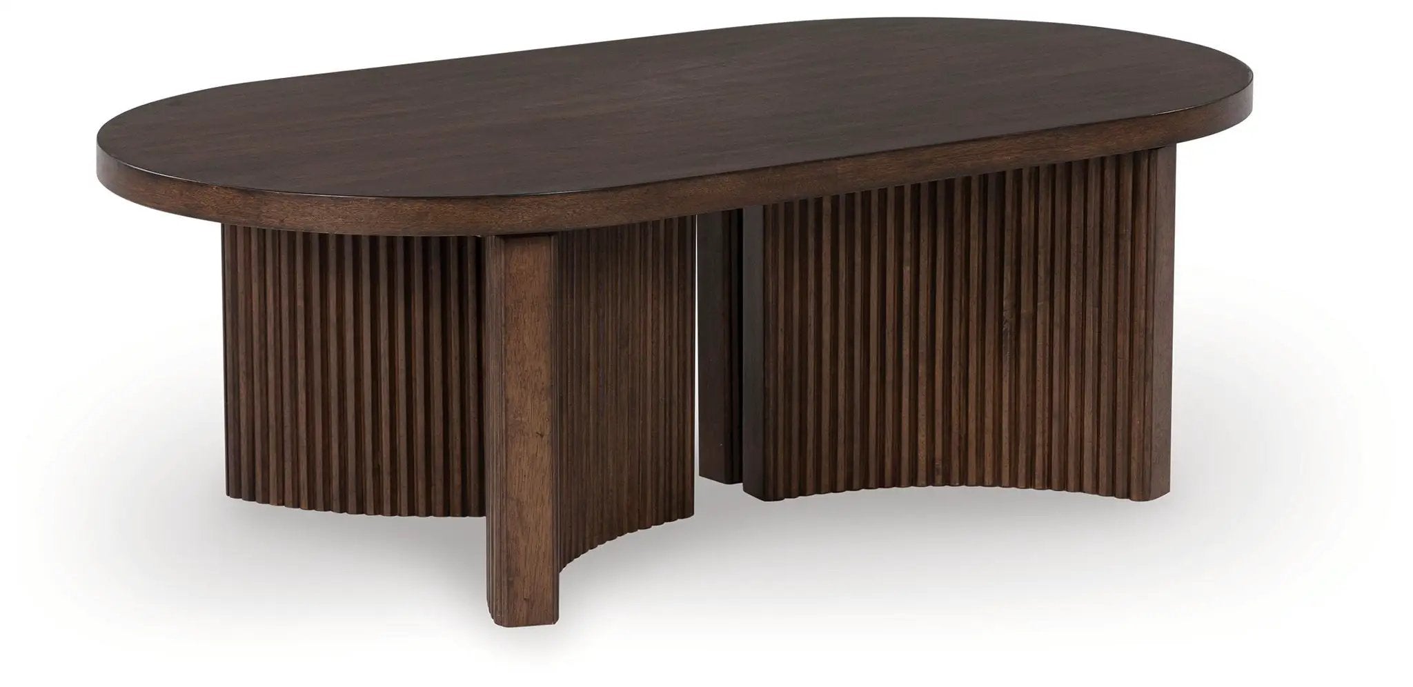 Korestone - Oval Cocktail Table - Dark Brown by Unique Piece Furniture