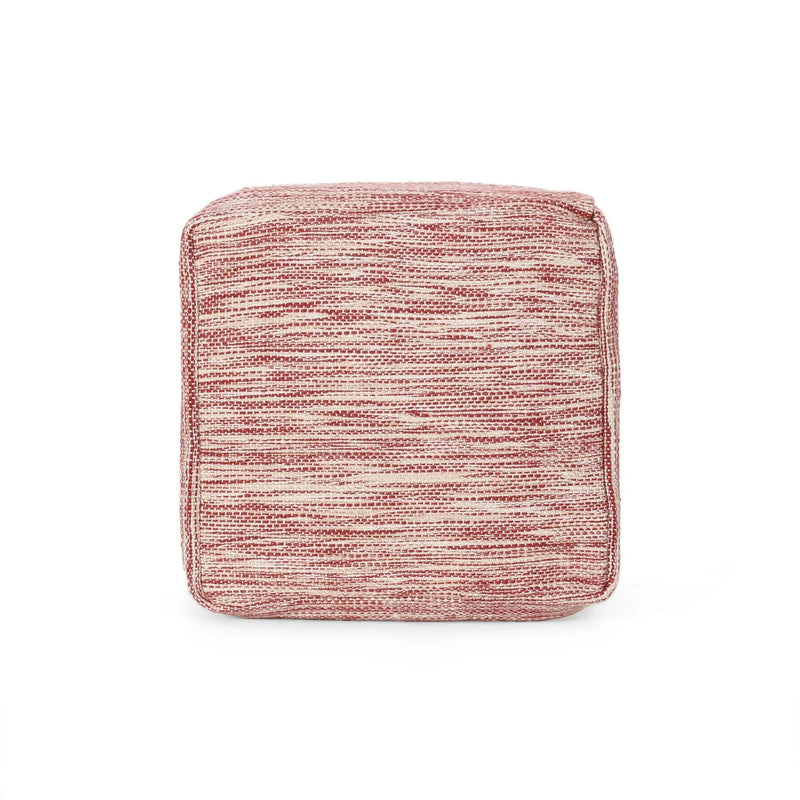 Enigma - Yarn And Cotton Square Pouf Ottoman With Polystyrene Beads - Red / White by HouseOfZazla