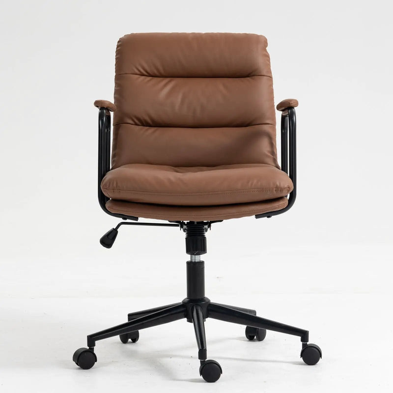 Office Chair, Mid Back Home Office Desk Task Chair With Wheels And Arms Ergonomic Computer Rolling Swivel Chair With Padded Armrest by HouseOfZazla