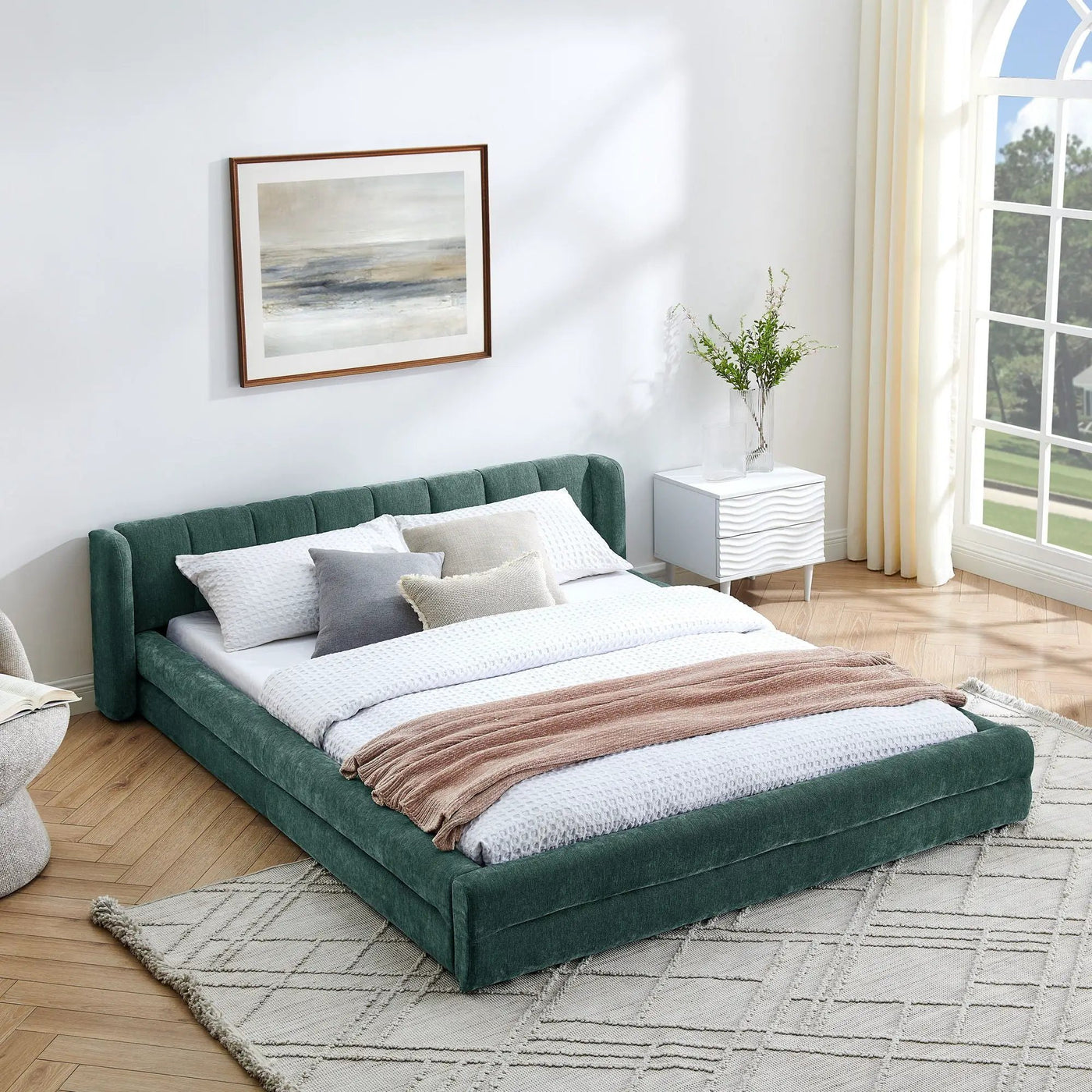 Modern Upholstered Bed Frame With Thick Fabric And Headboard by Unique Piece Furniture