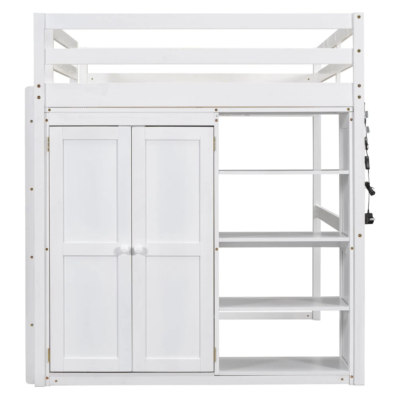 Loft Bed With Built In Wardrobe, Storage Shelves, And LED Light by HouseOfZazla