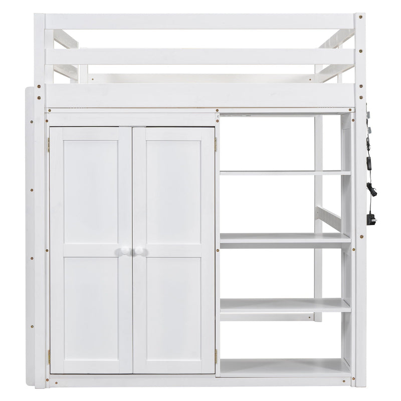 Loft Bed With Built In Wardrobe, Storage Shelves, And LED Light by HouseOfZazla