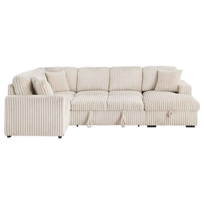 Devonshire Sleeper Sectional Sofa Storage Chaise Camel by Unique Piece Furniture