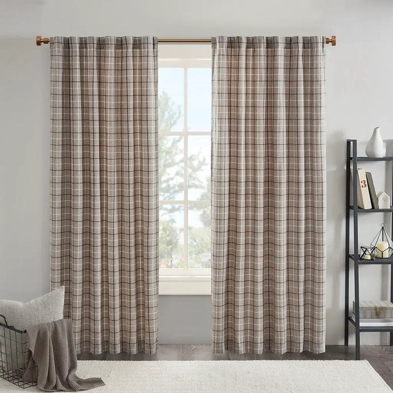 Plaid Rod Pocket and Back Tab Curtain Panel with Fleece Lining by HouseOfZazla