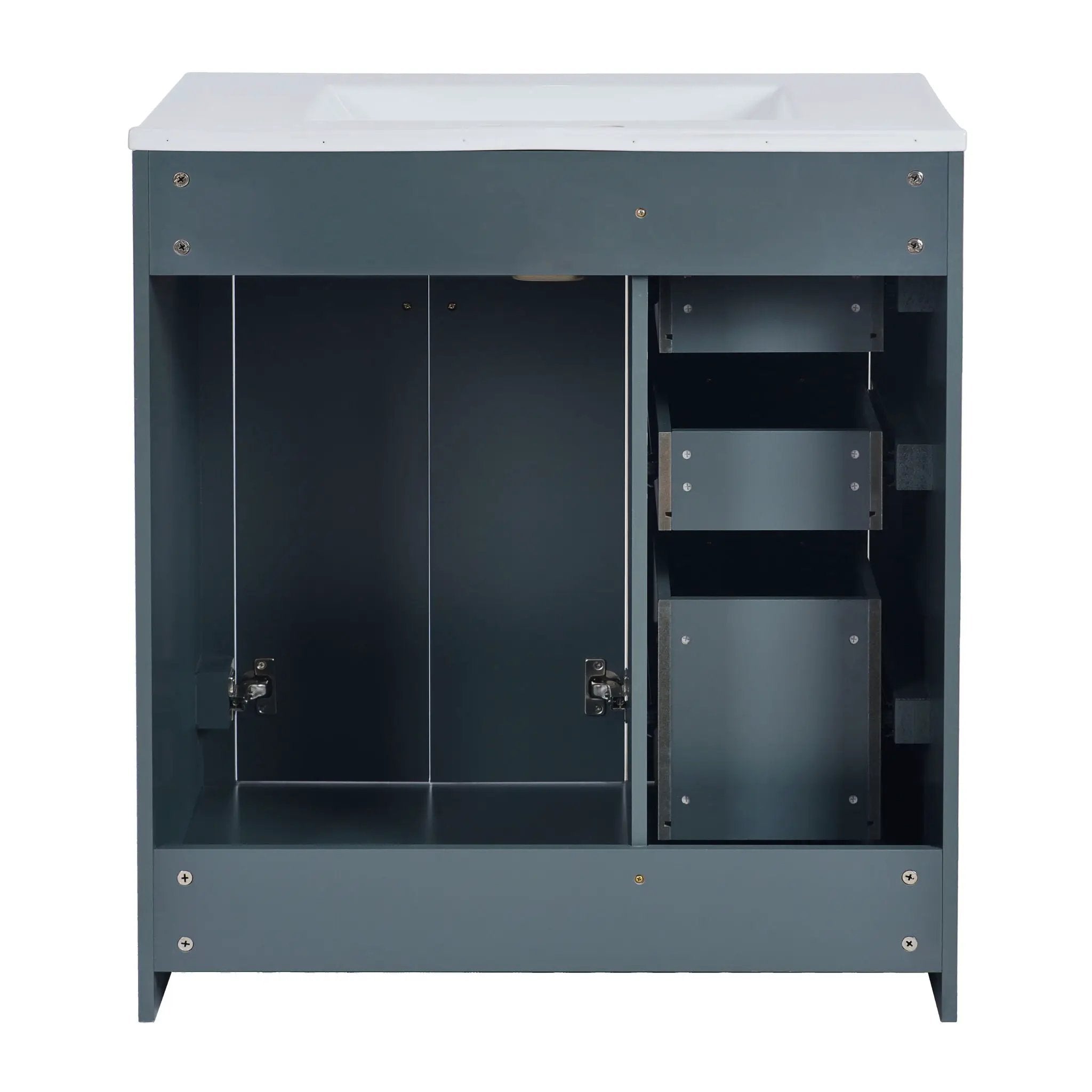 Ceramic Sink Combo, Freestanding Vanity Set With 3 Drawers & Soft Closing Doors by HouseOfZazla