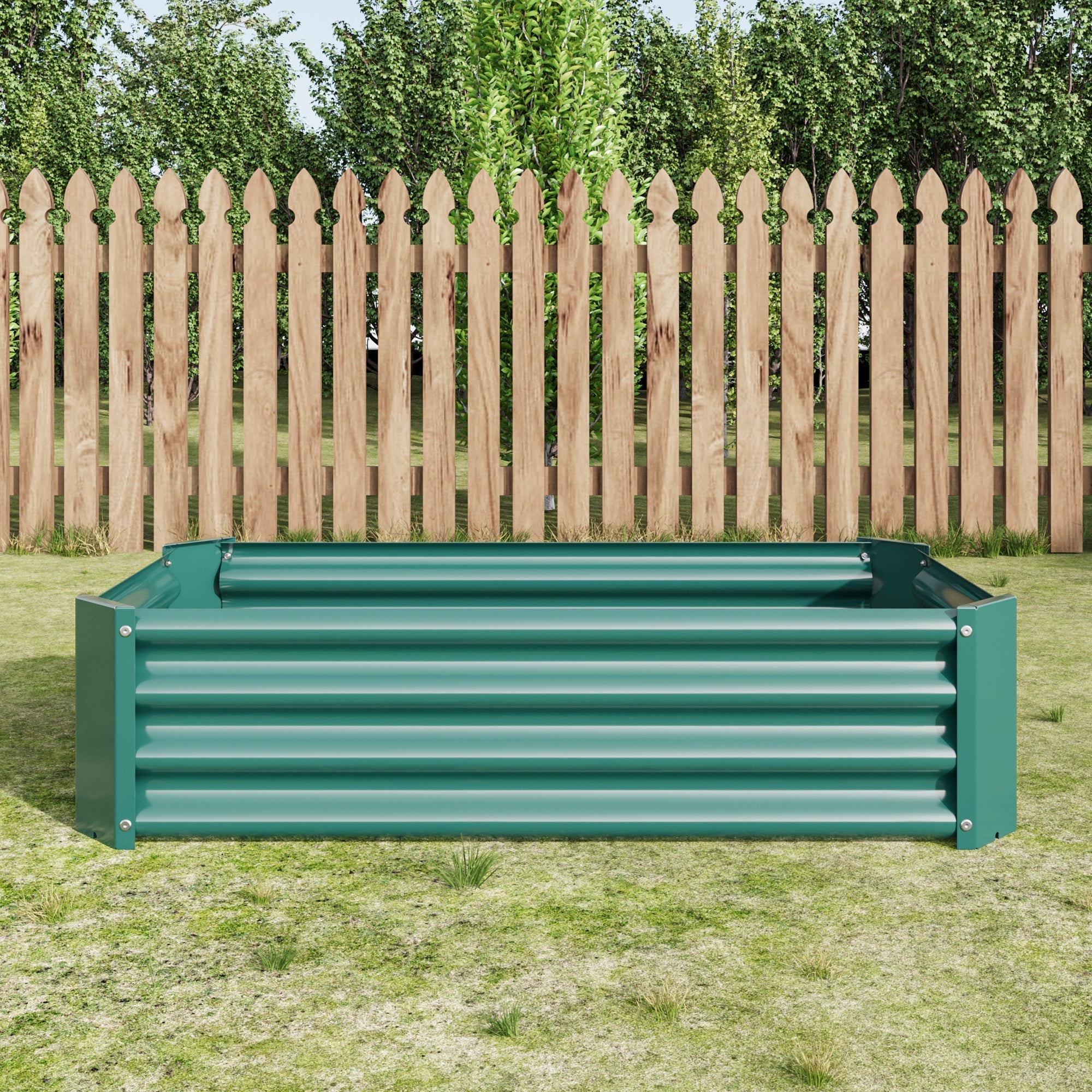 Metal Raised Garden Bed, Rectangle Raised Planter 4×2×1ft by HouseOfZazla