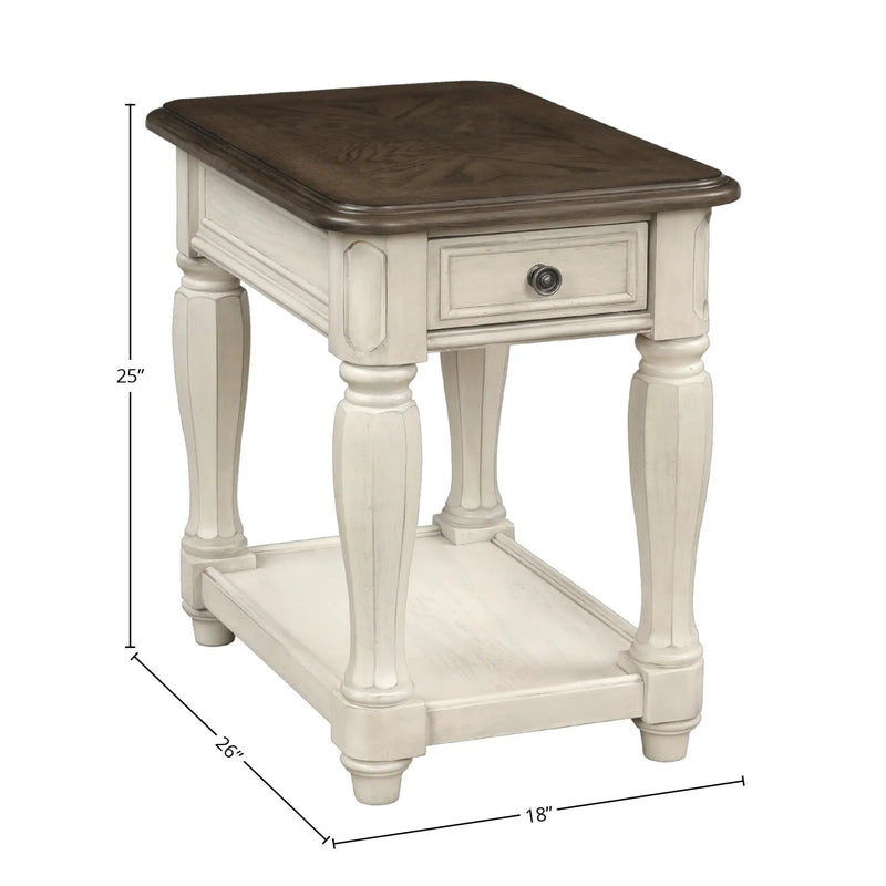 Chairside Table With Storage - Antique White by Unique Piece Furniture
