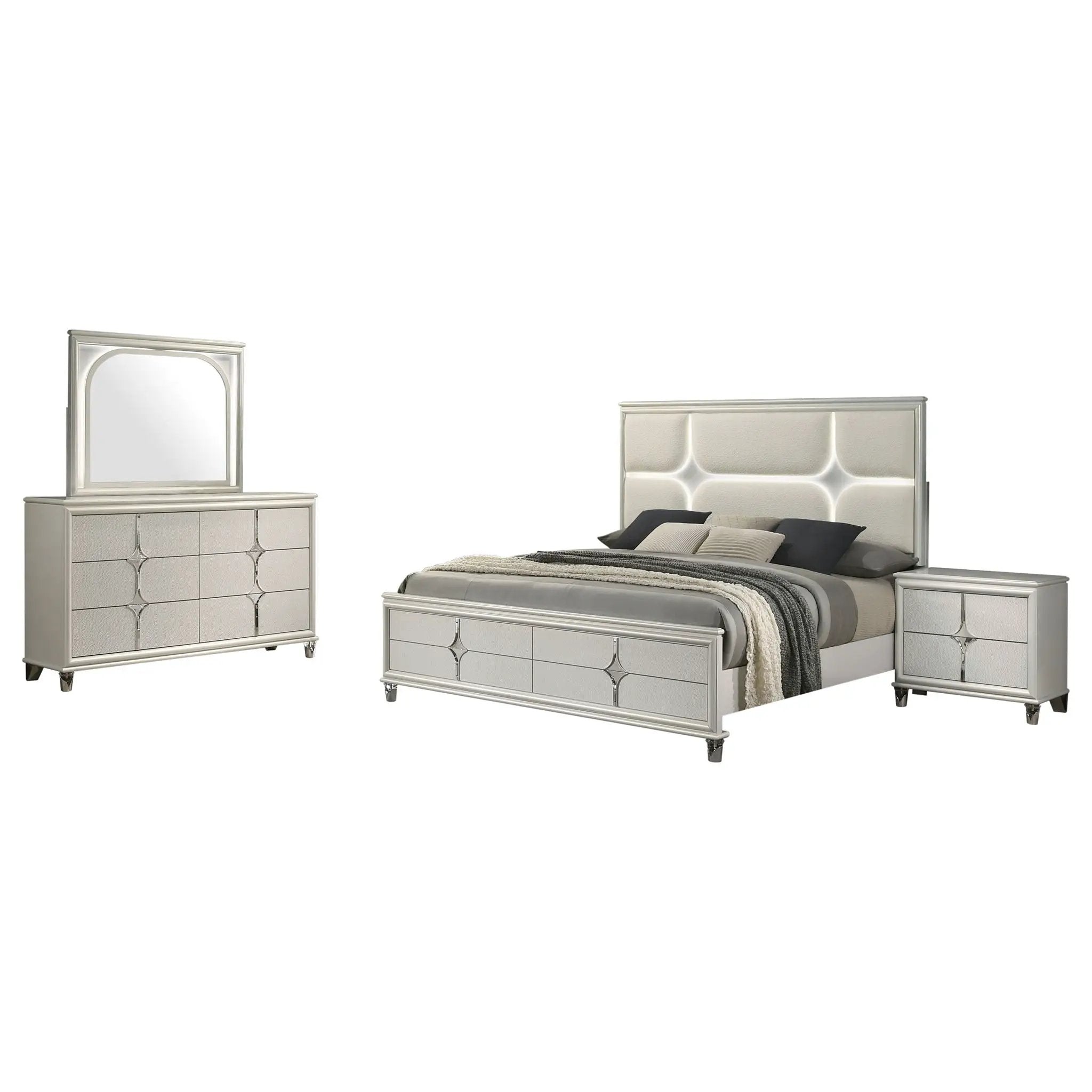 Olivia 4-piece Queen Bedroom Set Pearl White by Unique Piece Furniture