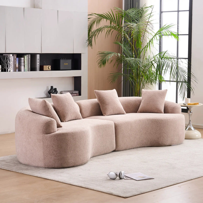 LY-025 Modular Sleeper Sectional Sofa, 4-Seater with Wood Grain Chenille Fabric by HouseOfZazla