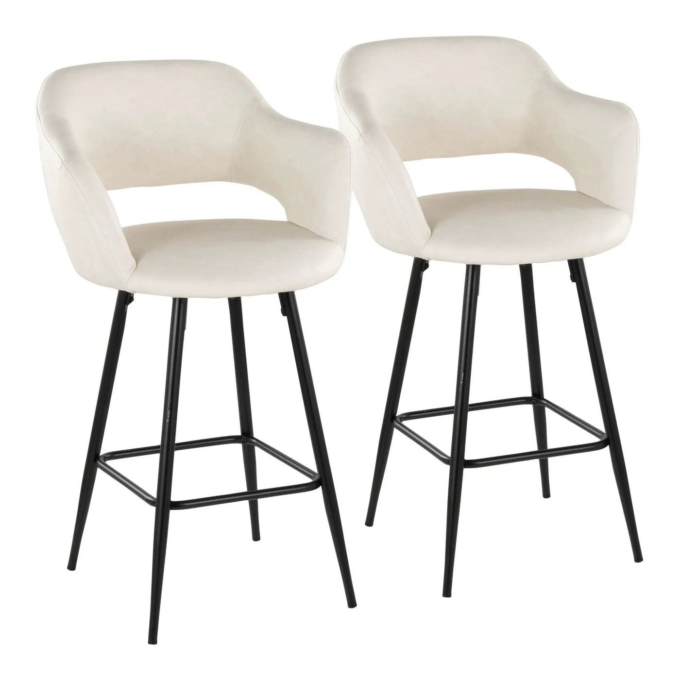 Margarite - Contemporary Fixed Height Counter Stool With Square Footrest (Set of 2) by HouseOfZazla