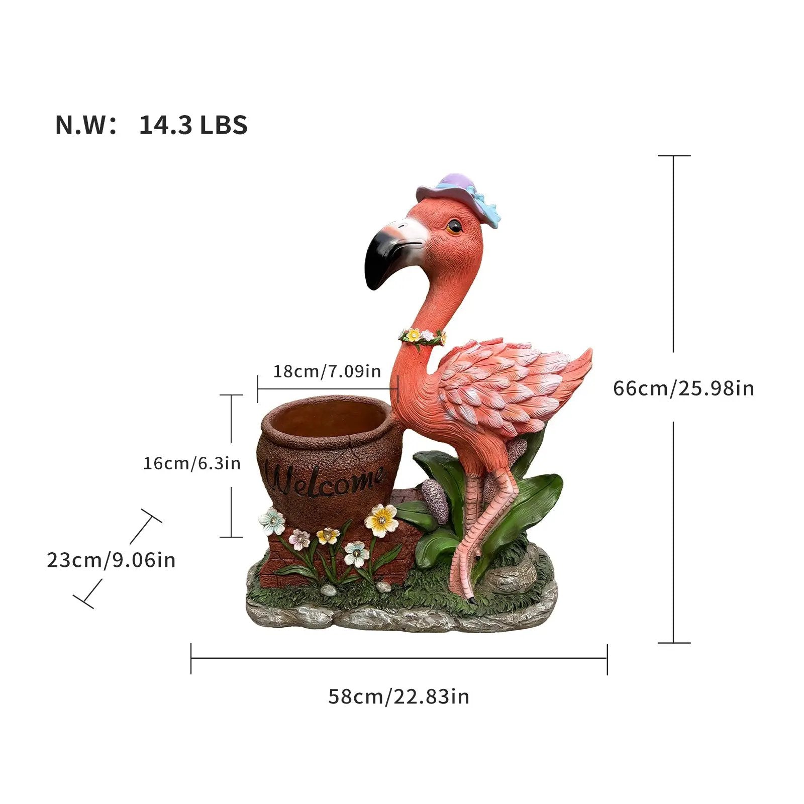 Outdoor Garden Sculpture Flamingo Flower Pot Planter by HouseOfZazla
