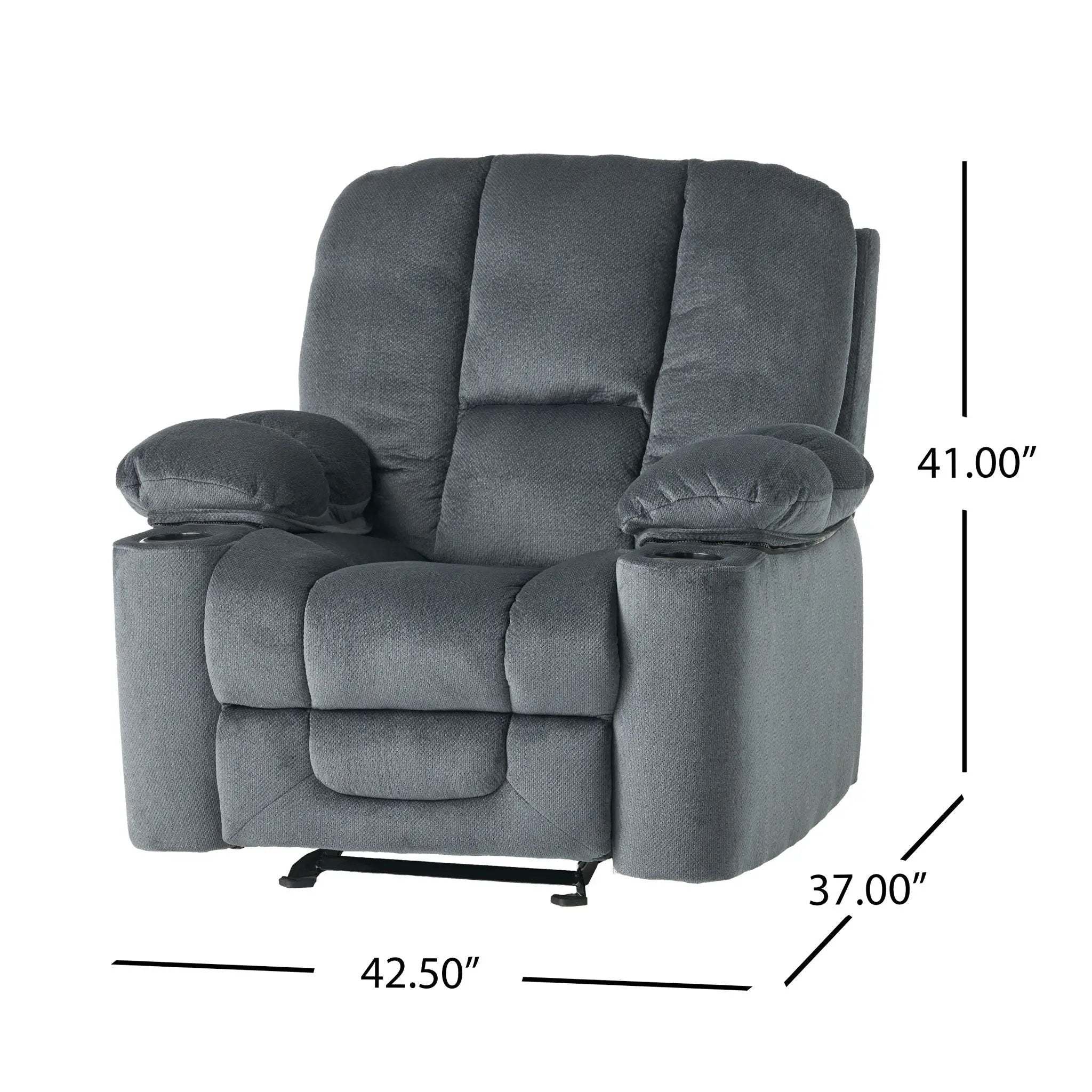 Luxurious Manual Recliner Chair With Skin-Friendly Fabric And Dual Cup Holders by Unique Piece Furniture