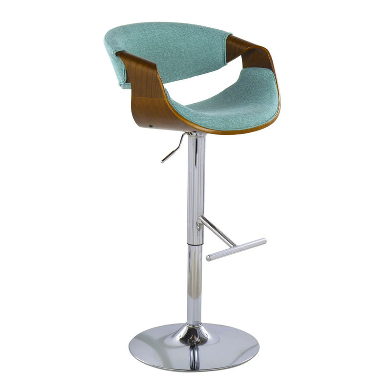 Curvo - Mid Century Modern Adjustable Barstool With Swivel With Straight T Footrest by Unique Piece Furniture