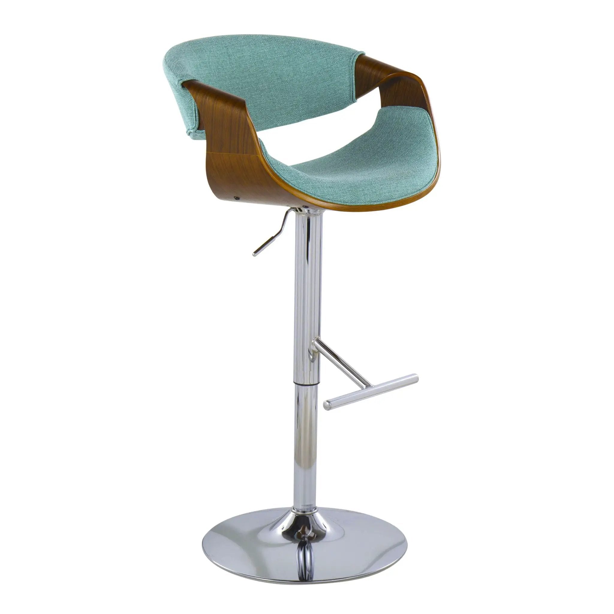 Curvo - Mid Century Modern Adjustable Barstool With Swivel With Straight T Footrest by HouseOfZazla