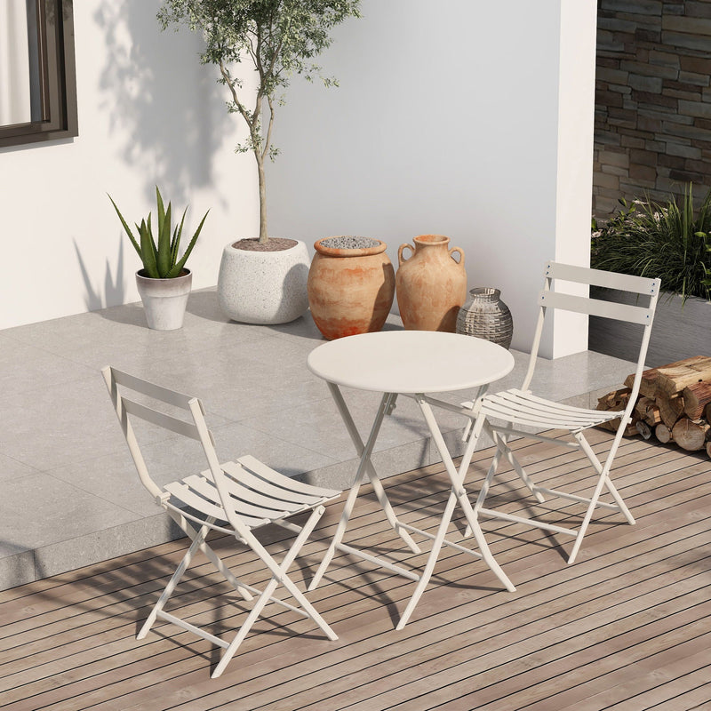 3 Piece Patio Bistro Set Of Foldable Round Table And Chairs by HouseOfZazla
