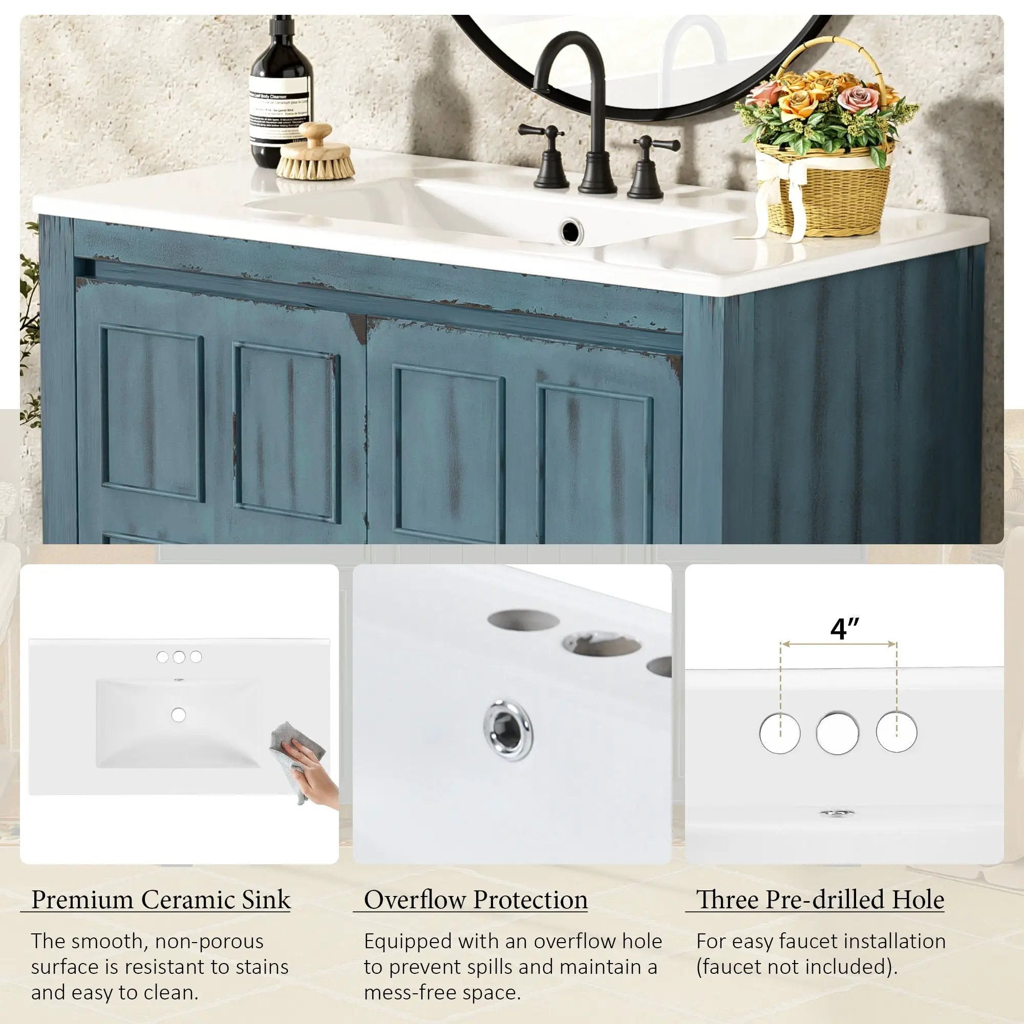 Bathroom Vanity Organizer With Sink, Combo Cabinet Set, Bathroom Storage Cabinet