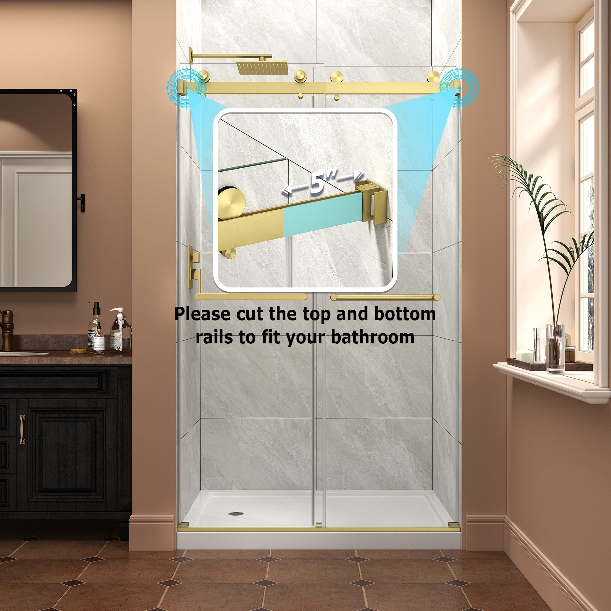 43"-48" W x 76" H Brushed Frameless Shower Door by HouseOfZazla