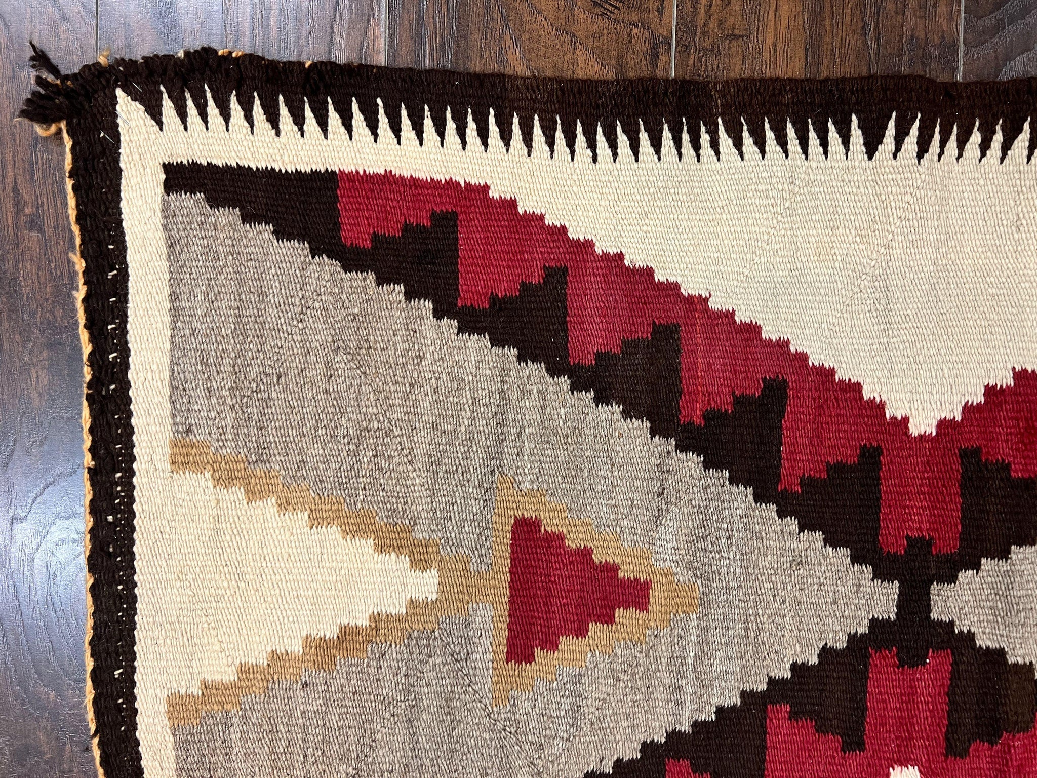 Antique Navajo Rug 2x4, Collectible Native American Wool Handmade Rug, Ivory Black Red Gray, Vintage Navajo Textile by Jewel Rugs