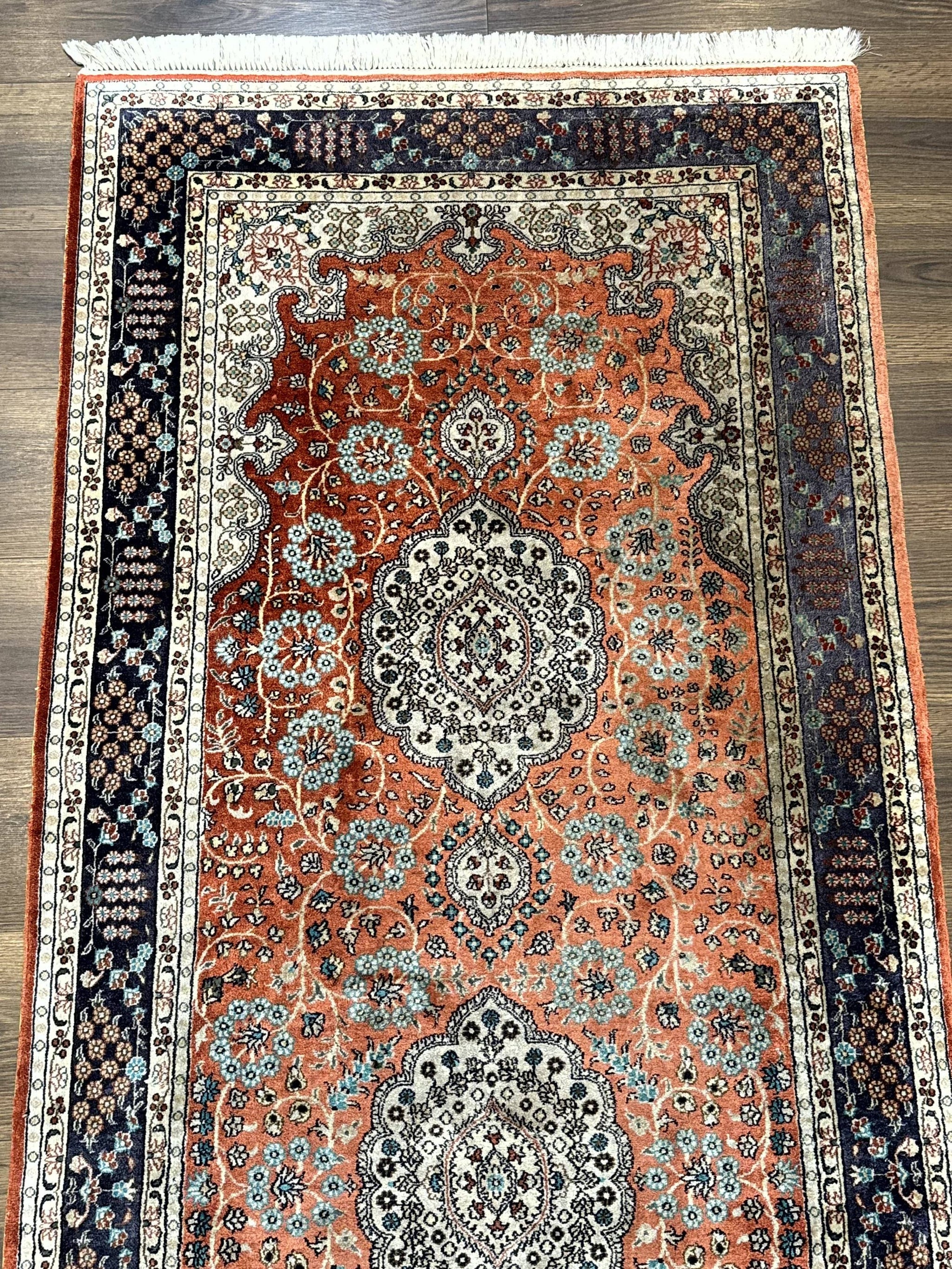 Turkish Silk Runner Rug 3x8, Short Runner Rug, Red, Floral Medallions, Very Fine 360 KPSI, 3 x 8 Runner by Jewel Rugs