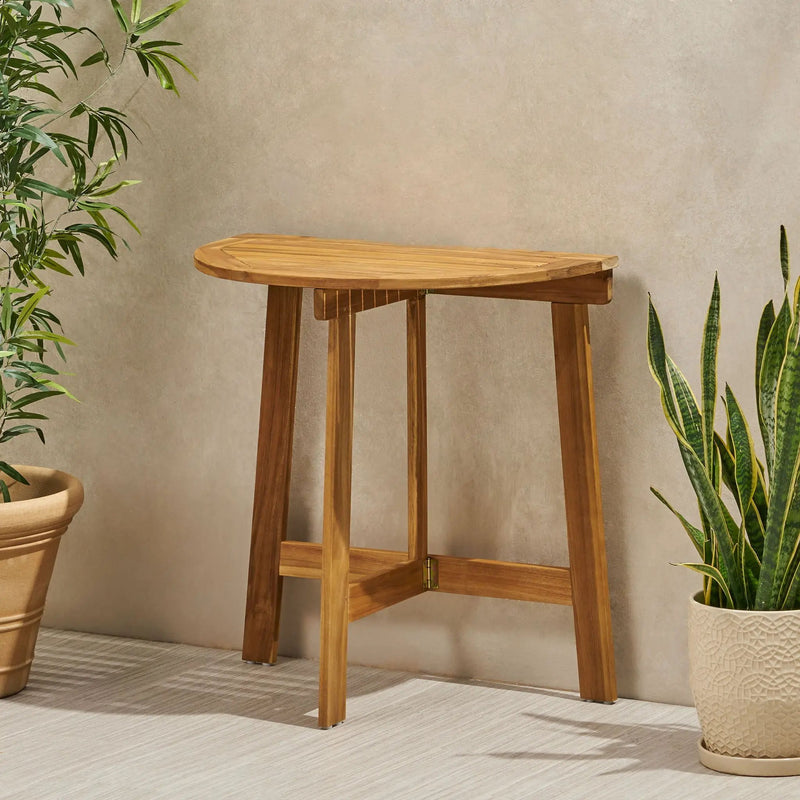 Outdoor Half Round Folding Acacia Wood Bistro Table by HouseOfZazla