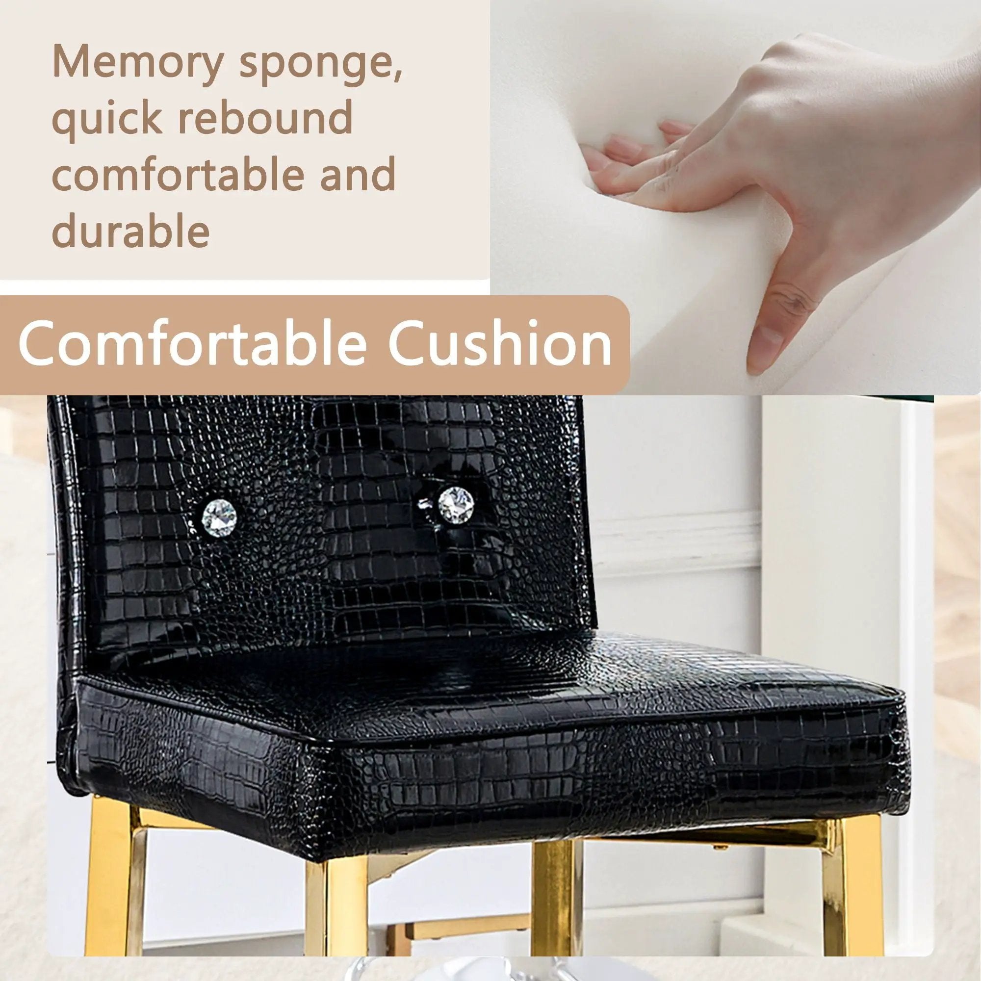 Bar Chairs With Crystal Clasp Design (Set of 2)
