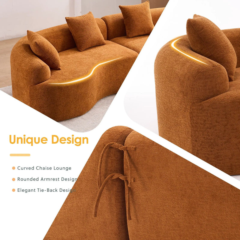 4 Seater Sofa With Fabric, 30D, 60 Hardness Full Sponge, 4 Pillow For Living Room, Home Furniture Sleeper Sectional Sofa For Apartment by Unique Piece Furniture