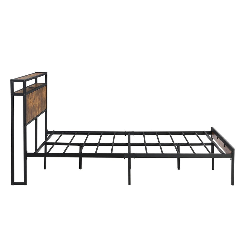 Platform Bed Frame With Wooden Headboard And Footboard, USB Liner by Unique Piece Furniture