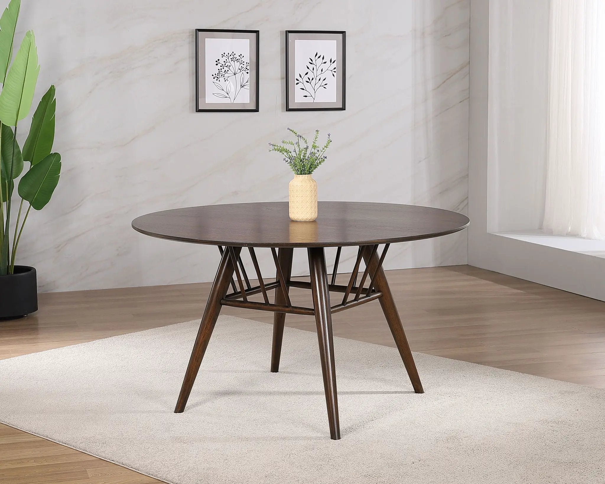 Everton Round 53-inch Wood Dining Table Dark Walnut by Unique Piece Furniture