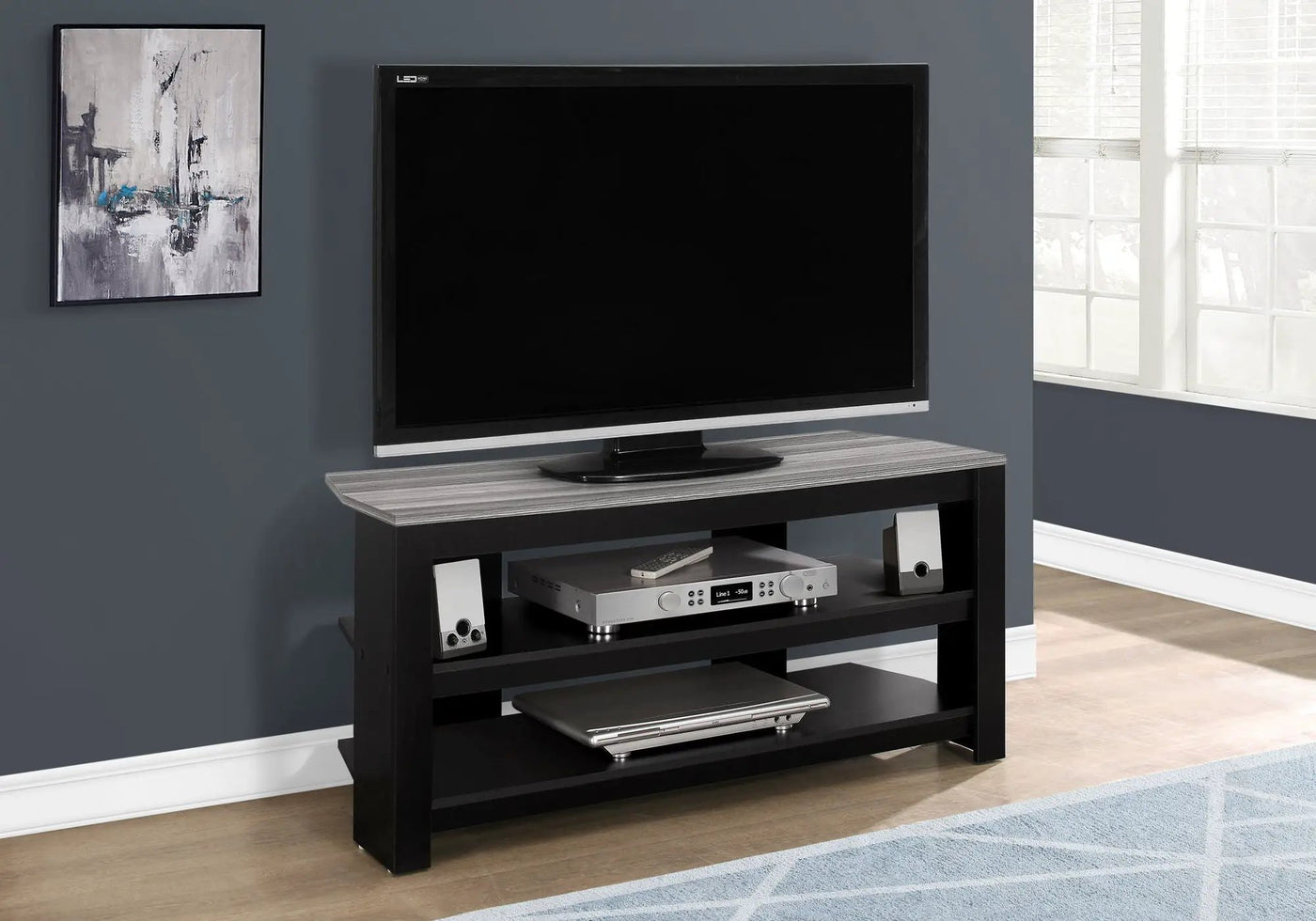 TV Stand Console Media Entertainment Center with 3 Storage Shelves by HouseOfZazla